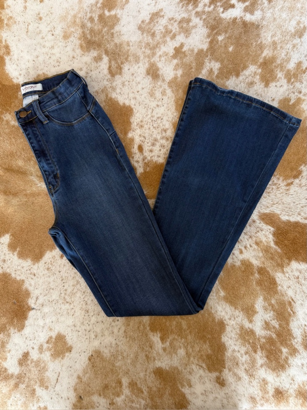 Size 7/27 Vibrant M.I.U Extreme Flare Jeans Dark Wash Stretch Denim